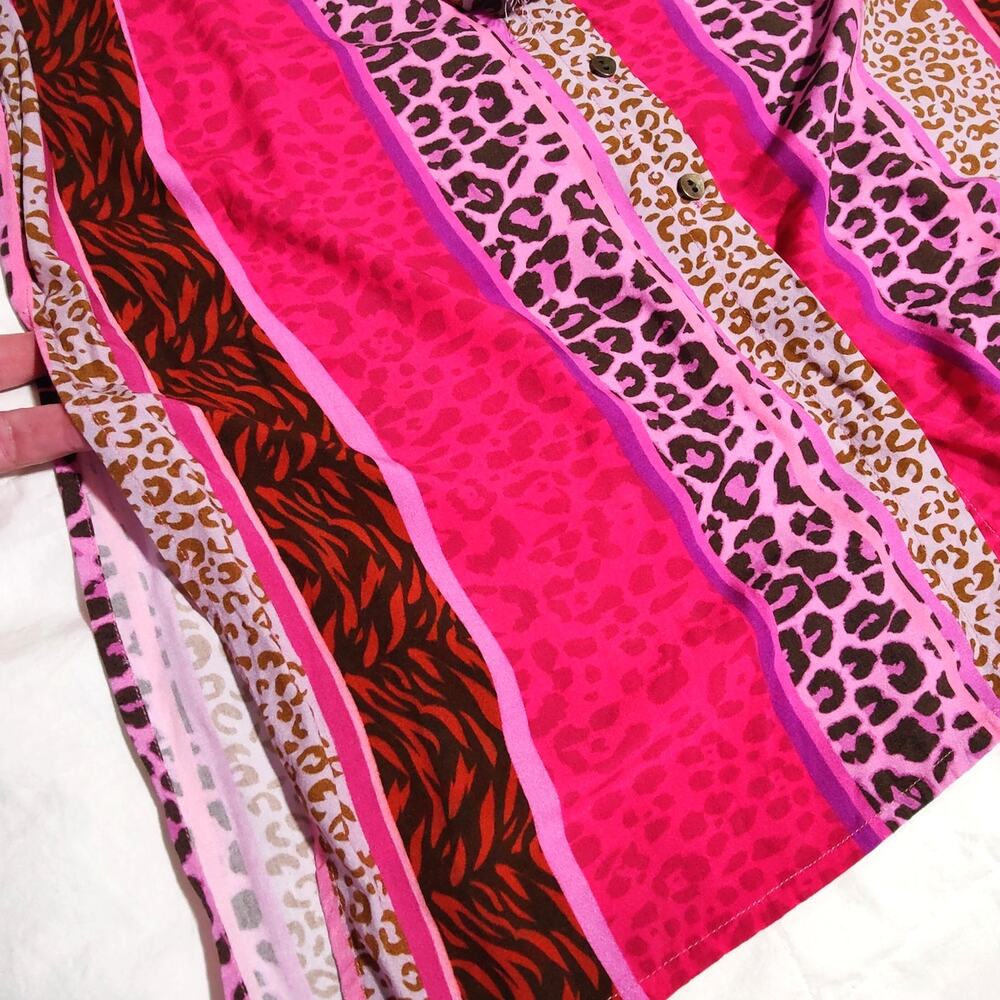 Anthropologie Blank London Renela Shirt Dress Pink Leopard Print Belted Size 4 - Picture 8 of 8